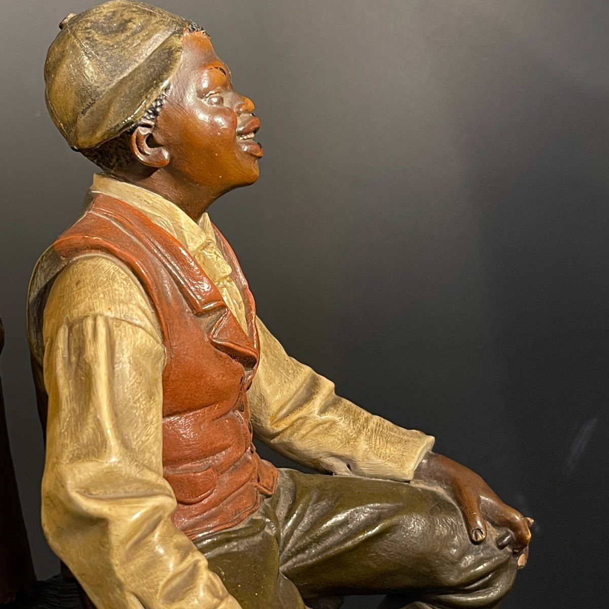 Johann Maresch, "the Break" Sculpture, African American In Terracotta, Ca 1890-photo-2